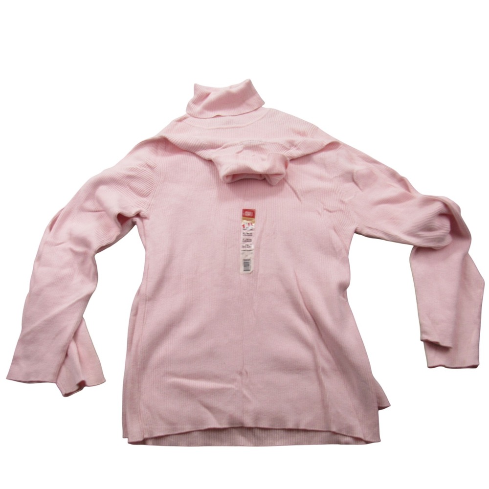 Faded Glory Womens XL 16 18 Pink Ribbed Turtleneck Long Sleeve 2 pack